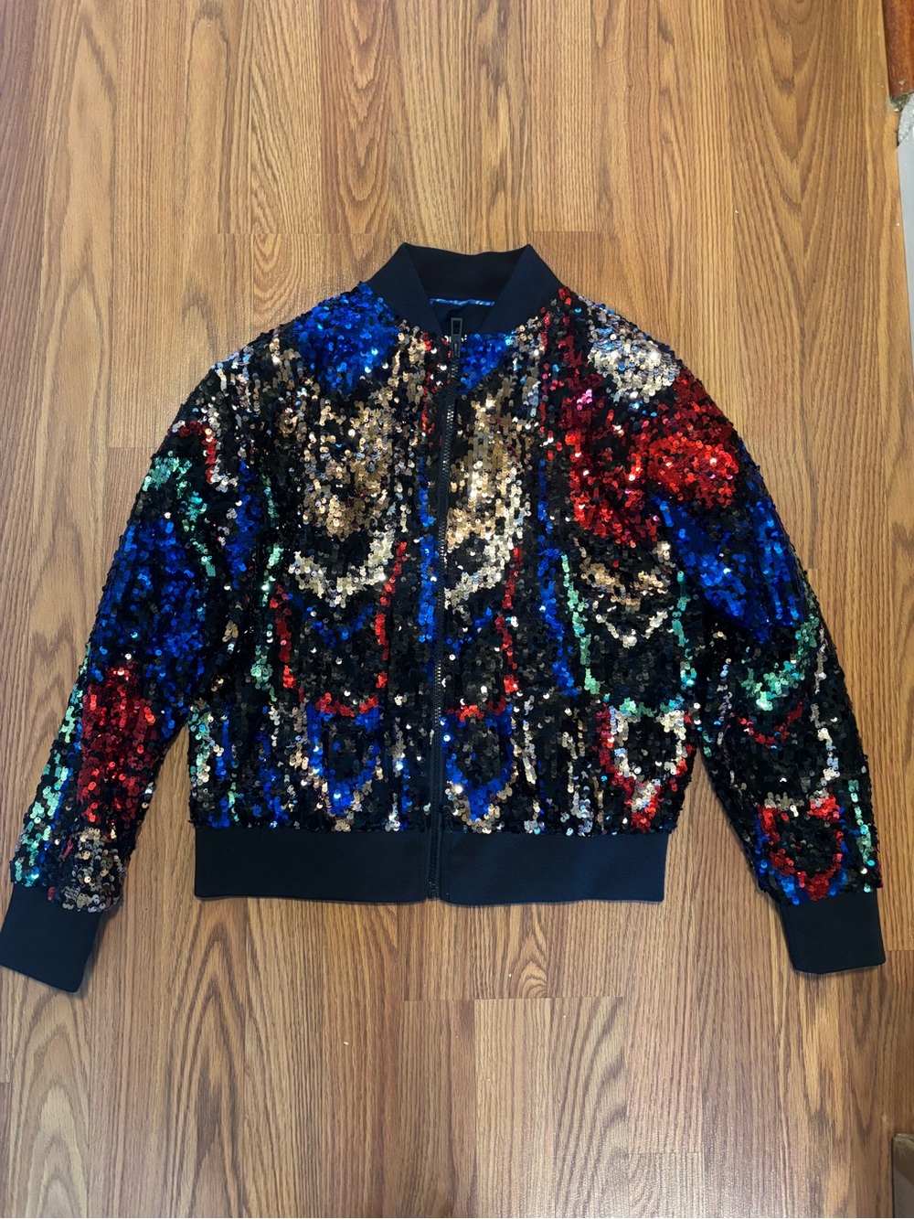 ✨ Stunning Desigual Multi-Color Sequin Bomber Jacket ✨ - Picture 11 of 12